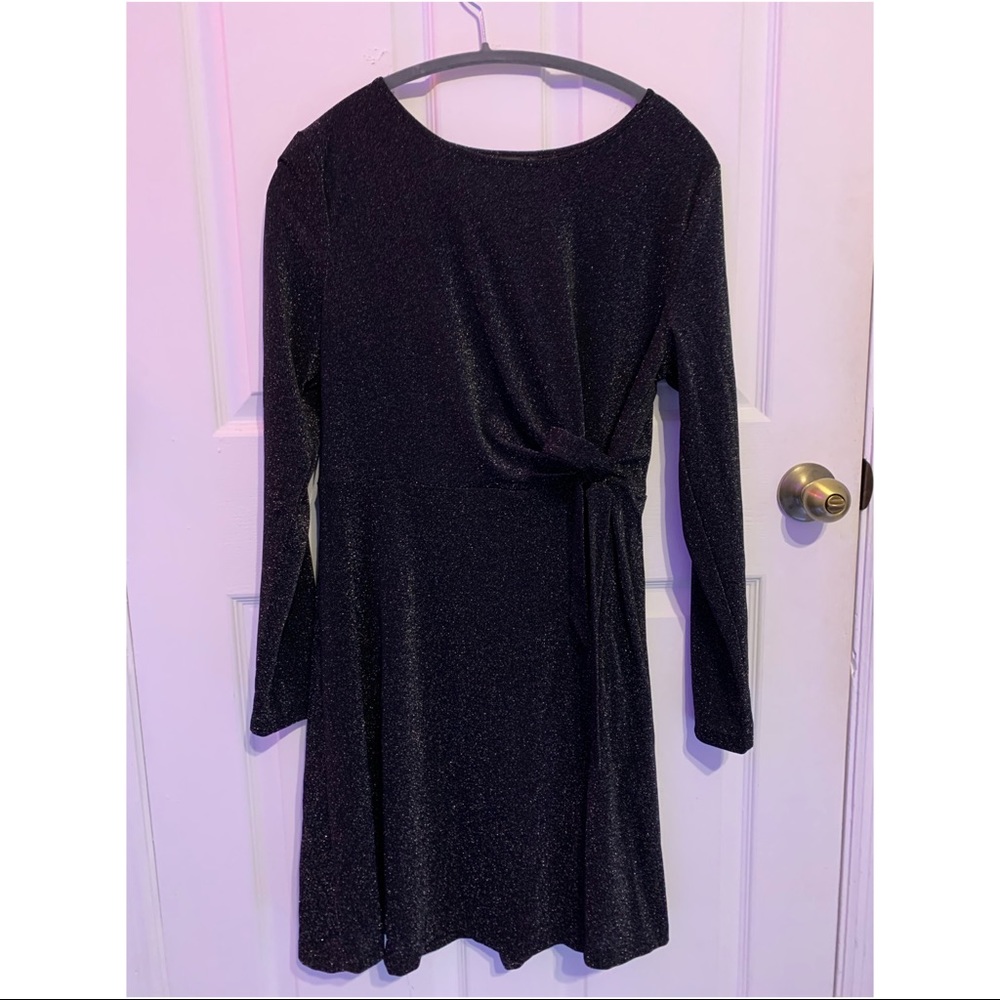 NWOT Allegra K Long Sleeve Black Sparkle Silver Glitter Dress